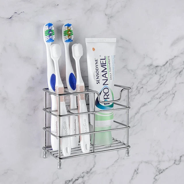 Wall Mount Toothbrush Holder for Bathroom, Stainless Steel Tooth Brush Stand