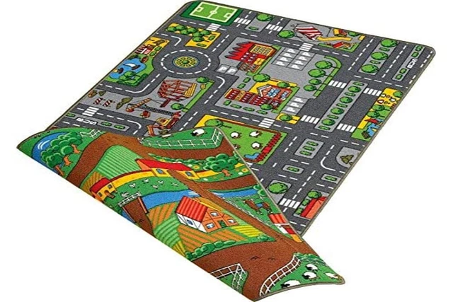 Alfombra de juego giratoria City o. Farm Duoplay 100x190cm 5mm de altura multicolor MUY BUENA