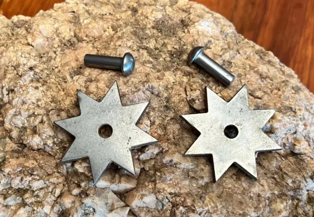 NICE NEW 1 1/2" 8-Point COWBOY VAQUERO STAR SPUR ROWELS & Pins