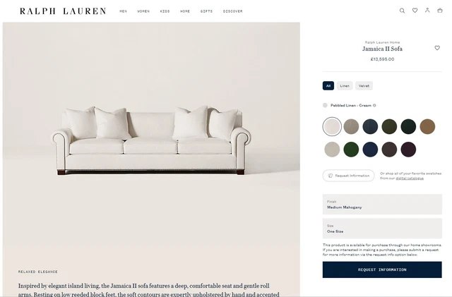 Rrp £13,595 Ralph Lauren Jamaica 3-4 Seat Sofa For Reupholstery Restoration 2