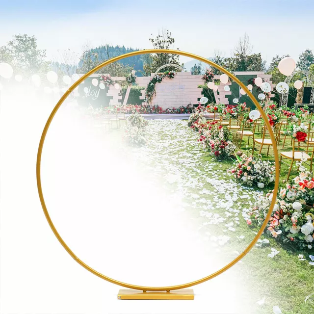 Wedding Round Archway Backdrop Metal Stand Gold Arch Frame Flower Balloon Decor