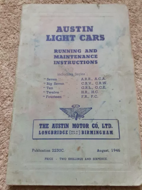 Austin light cars running and maintenance instructions