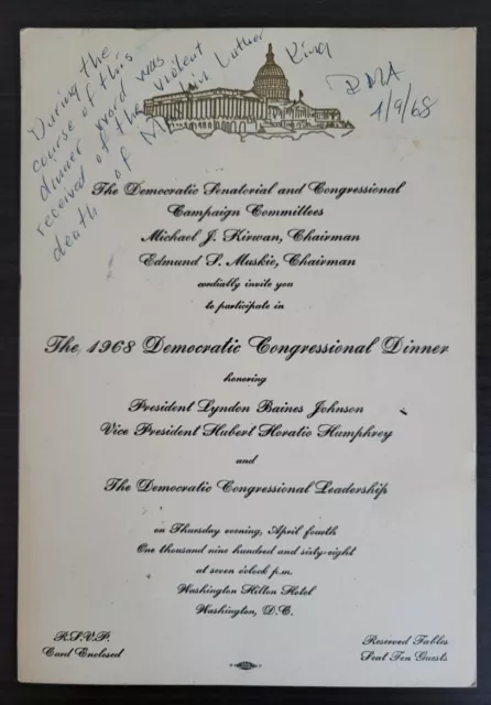 1968 Democratic Congressional Dinner - INVITATION