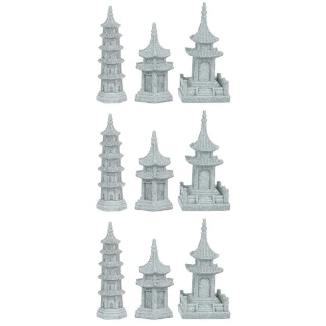 9 stücke Sandstein Pavilion Statue Landschaft Dekor Bonsai Dekor