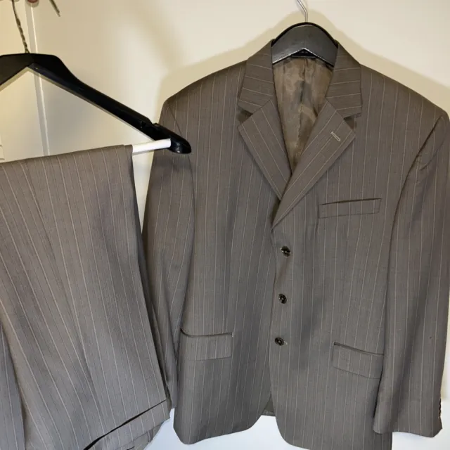 Michael Kors Mens Gray Brown Suit jacket blazer sports coat & pants Size 42R 36