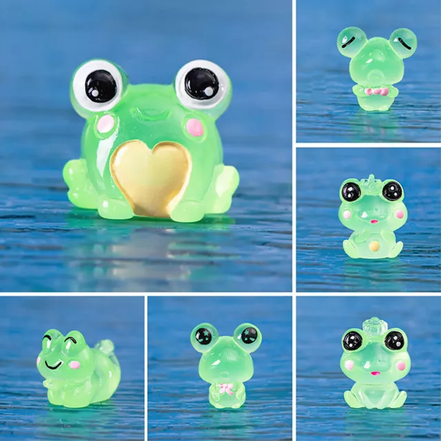 6Pcs Mini Frog Garden Decor Luminous Frog Figurines Miniature Home DecFE