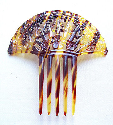 Art Deco hair comb faux tortoiseshell Spanish style scroll design hair accessory