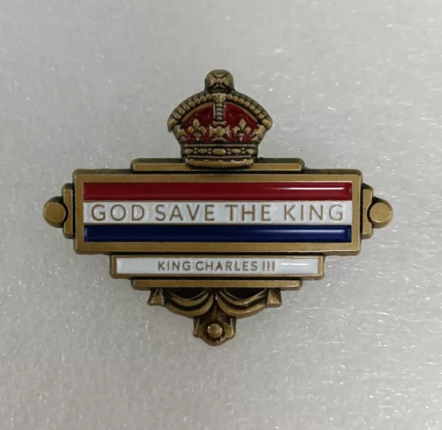 God Save The King - King Charles Iii Enamel Badge British Commonwealth