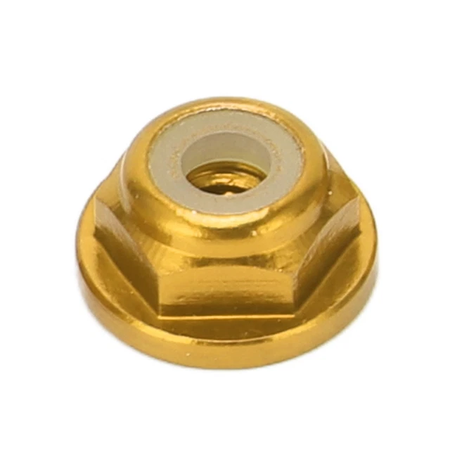 (Gold)Airshi Flanged Nylon Lock Nut 1/24 M2 1/24 M2 Aluminum Alloy Self Locking