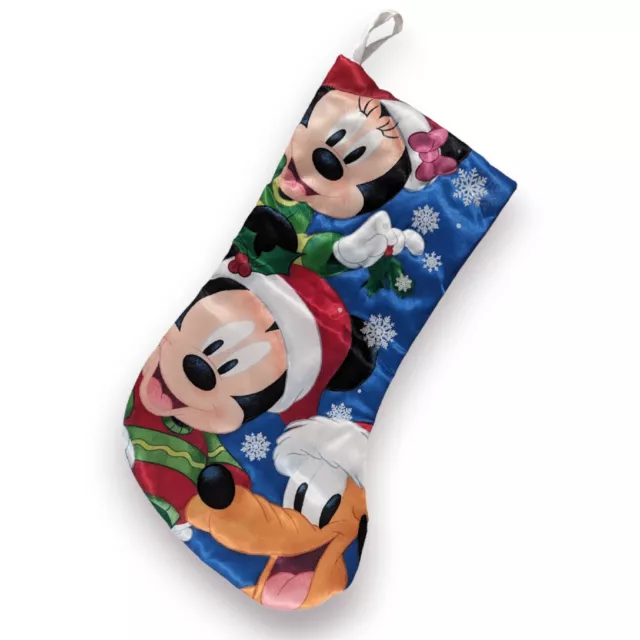 Disney Quilted Christmas Stocking Kurt S Adler 18" Mickey Minnie Mouse Pluto