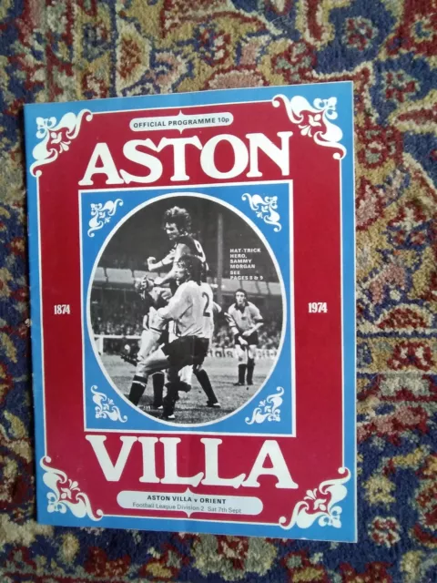 1974/75 Aston Villa V Orient Programme Freepost