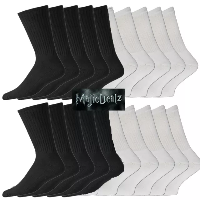 10/20 Pairs Mens Cotton Rich Sport Socks Work Socks Size 6-11 Black White & Mix