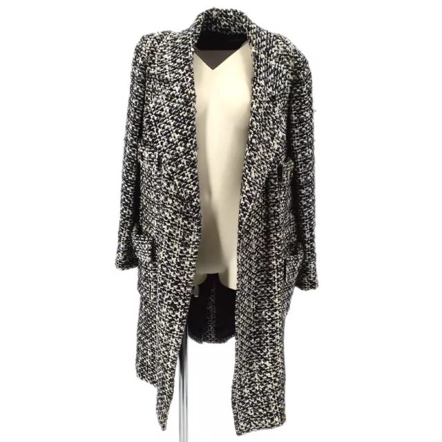 NEW CHANEL 14A SUPERMARKET GRAY SILVER BLACK WHITE 14A RUNWAY TWEED COAT 38
