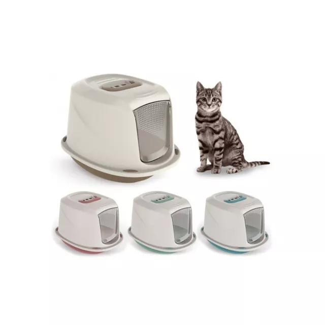 10586 Maison de toilette pour chats GALAXY 45x36x31,5cm avec palier anti-poils