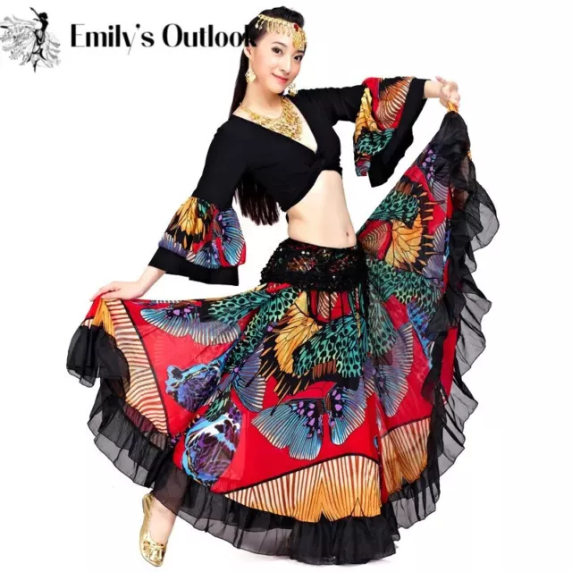 720 Degree Flower Gypsy Skirt Belly Dance Tribal Clothing Flamenco Costume