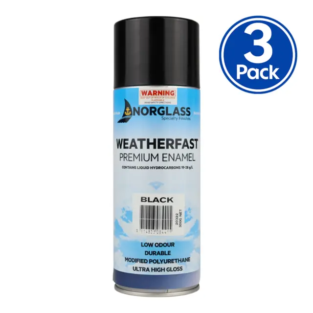 Norglass Marine Paint Weatherfast Black Premium Enamel Aerosol 300g High Glosx 3