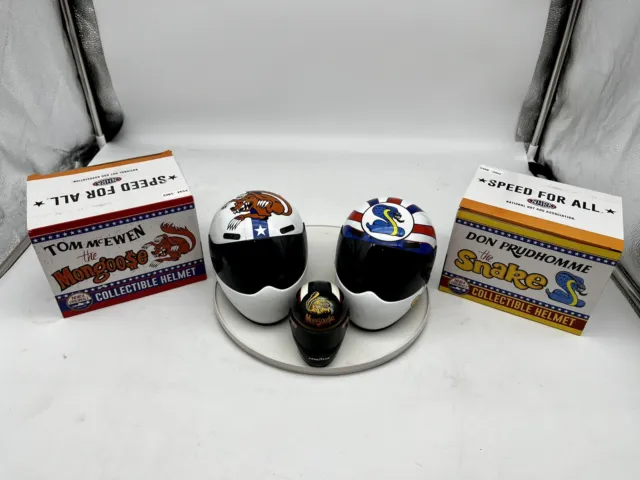 Snake And Mongoose Serialized Mini Helmets Set NHRA 70th Anniversary, 2021 NEW!!