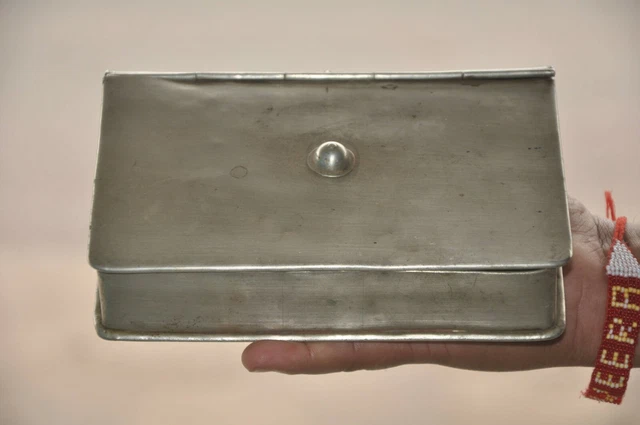 Old White Metal Handcrafted Book Shape 3 Compartment Betel Nut Box