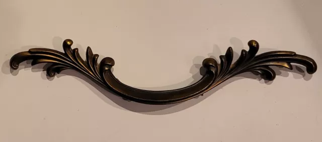 French Provincial Drawer Pull 5" Bore Antique Rubbed Brass