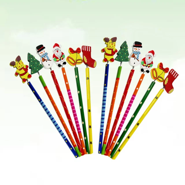 Lot De 48 Crayons De Noël Pour Enfants - 24 Motifs, Avec Gomme Et 4 Taille-crayons, Cadeau Scolaire Festif
