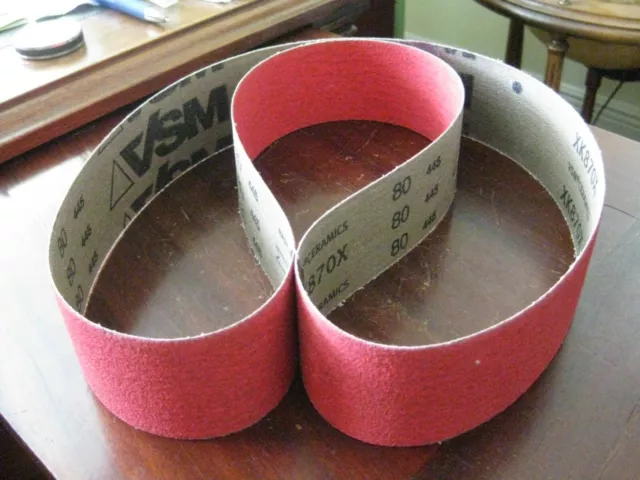 Lot of 2 VSM Ceramics High Quality Sanding Belts 2" x 48"  80 Grit Germany