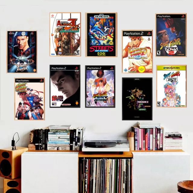 Top Retro Fighting Games NES PS Sega Room Decor Print Poster Wall Art Picture A4