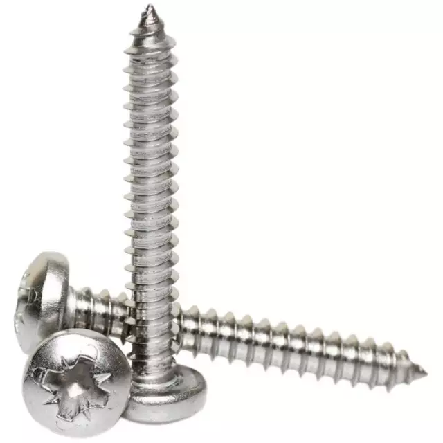 Self Tapping Screws A2 STAINLESS STEEL Pozi Pan Tappers 2 4 6 8 10 12 14 Gauge