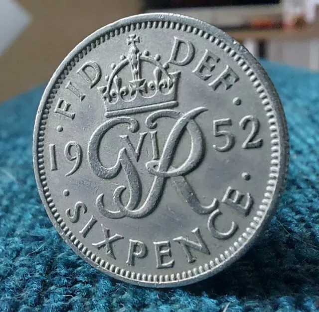 1952 King George VI Sixpence Coin Scarce Date Circulated Condition