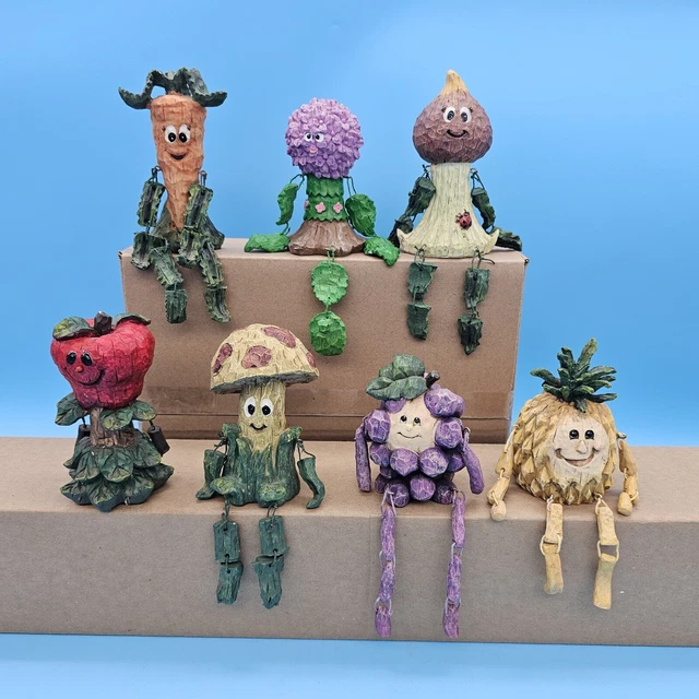 VINTAGE ANTHROPOMORPHIC VEGETABLE & Fruit Shelf Sitters Set of 7 44.99