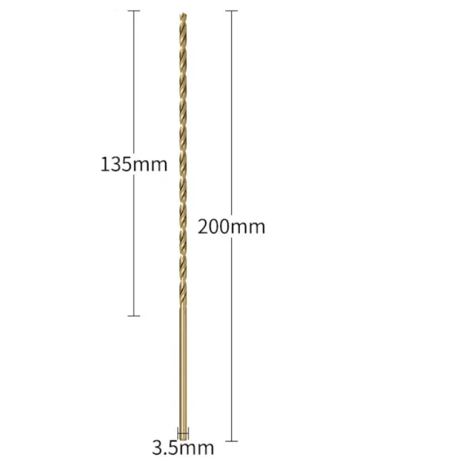 5pcs 3.5mm Extra Long Shank 200mm HSS M35 Cobalt Twist Drill Bits for Metal