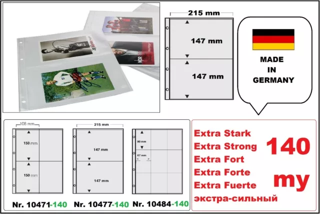 10 A4 Sammelhüllen EXTRA STARK Prospekthüllen Kartenhüllen 140my 2 Fächer A5