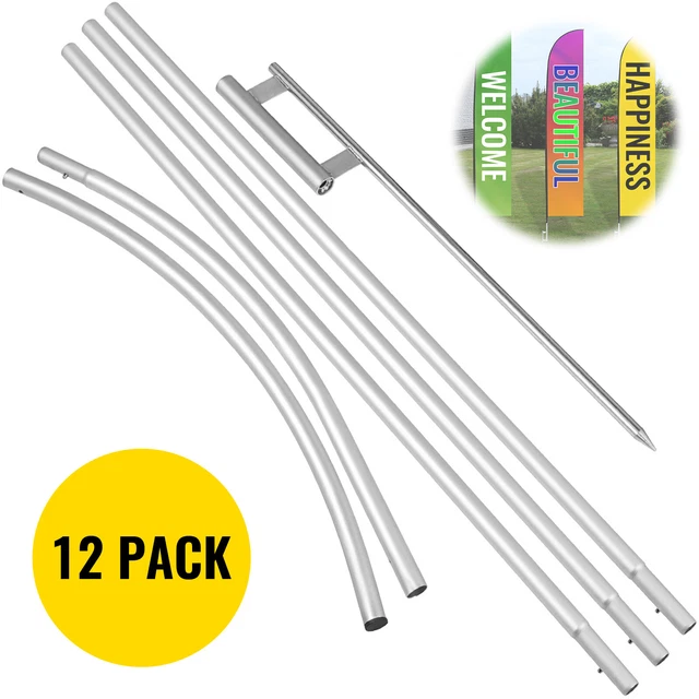 Drapeau Publicitaire 2.1m QSUM - Kit Complet Poteau Piquet Commerce