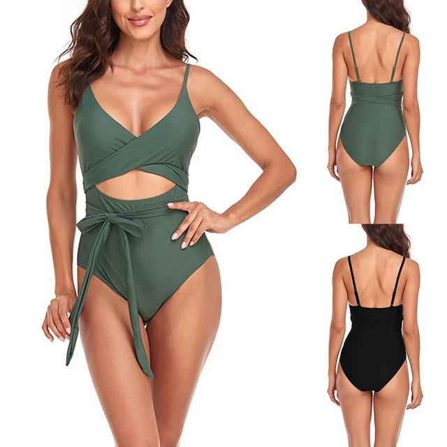 Costume da bagno donna leggero aderente costume da bagno collo a V 1 pezzo costume da bagno