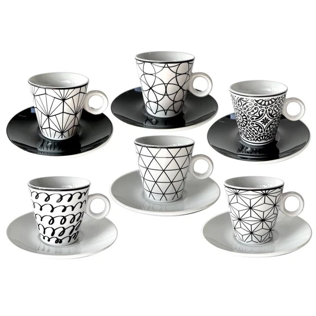 Set Di 6 Tazze Da Caffè Espresso Con Piattini E Supporto - Porcellana, 80 Ml, Per 6 Persone - Foto 11