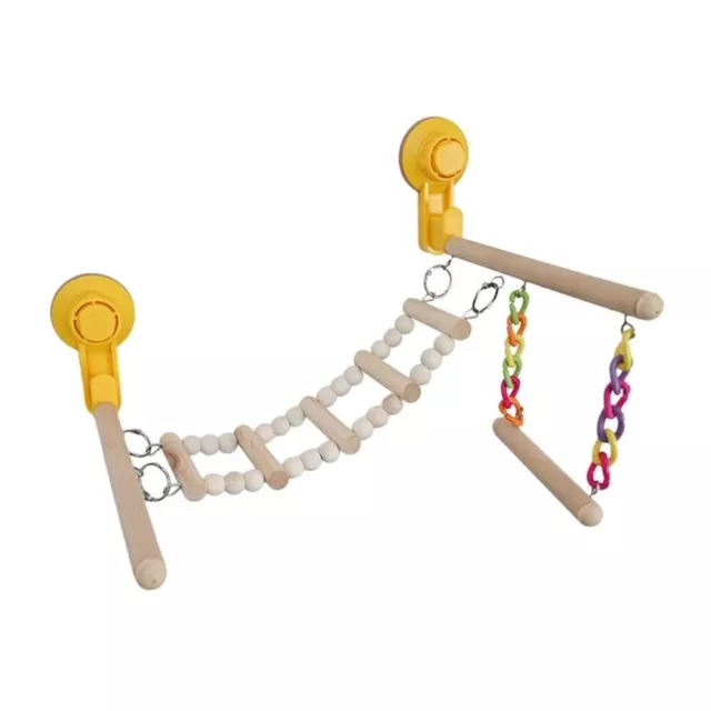 with Ladder and Swing Bird Perch Toy Wood Bird Playground Pet Supplies