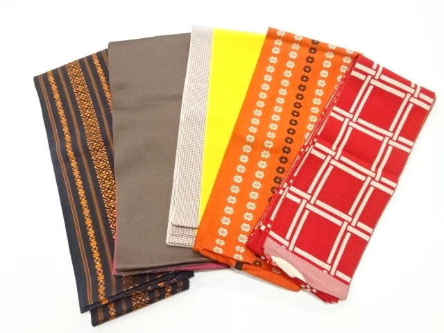 80888# Japanese Kimono / Antique Hanhaba Obi / Set Of 5