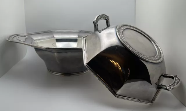 1920s KROME KRAFT FARBER BROS NYC Octagon Serving Por Dish with Lid SILVERCRAFT 1920s KROME KRAFT FARBER BROS NYC Octagon Serving Por Dish with Lid SILVERCRAFT