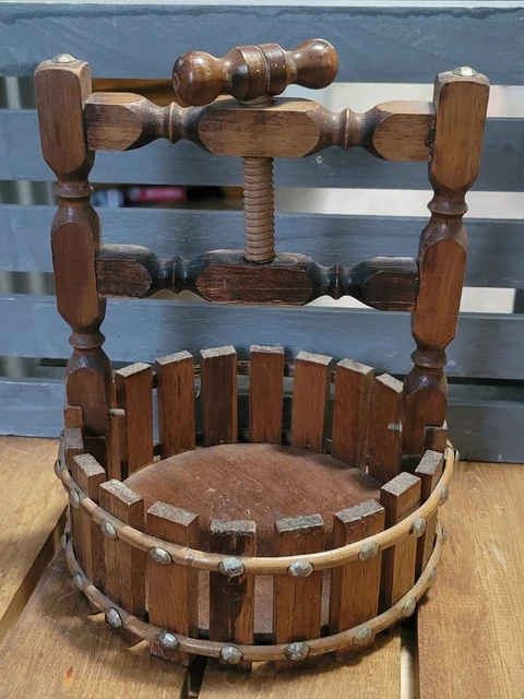 Vintage Wooden Screw Nut Cracker Bowl EUC