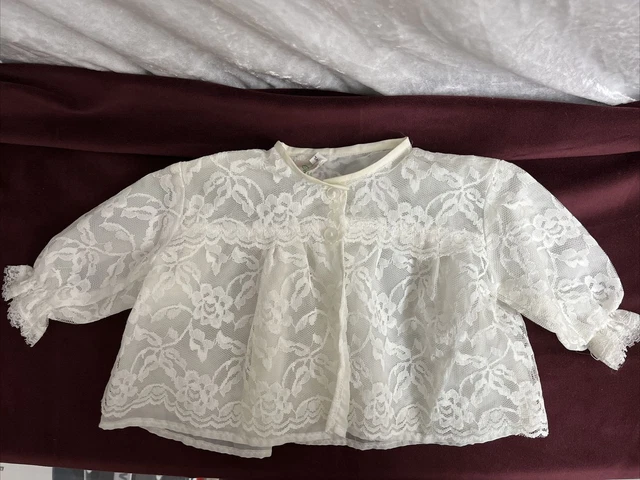 Giacca neonato vintage anni '50 bianco nylon (O3)