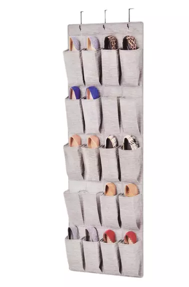 WHITMOR 20 Pocket (10 Pairs) Over The Door Gray SHOE ORGANIZER #5455 NIP