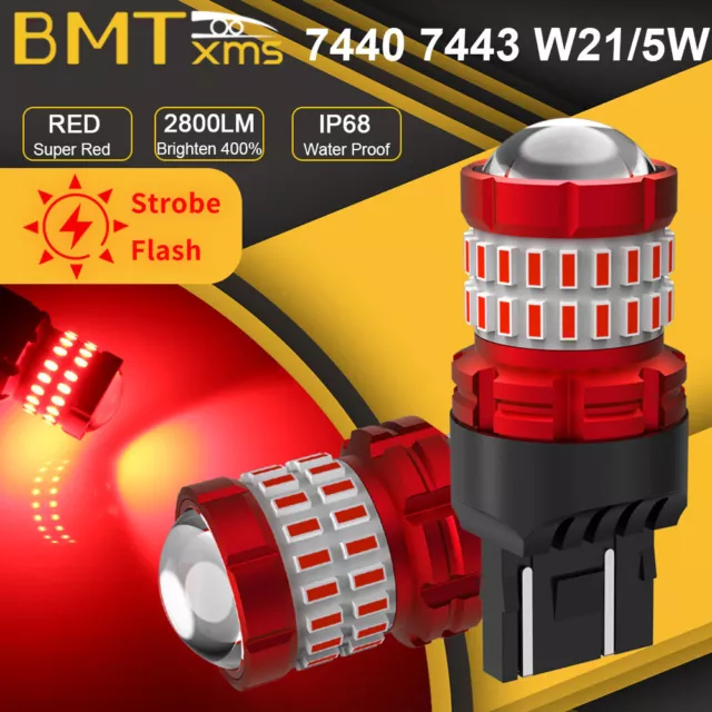 7440 7443 7444 LED Red Brake Tail Light Bulb Flash Strobe for Honda Toyota