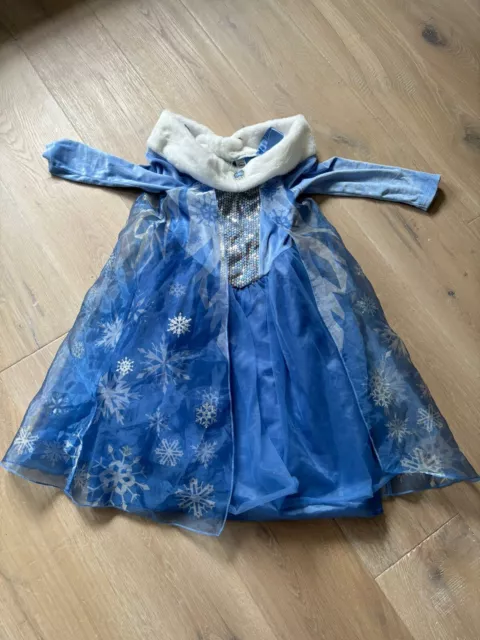 Kids Frozen Elsa Snow Queen Dress With Fur Collar And Gloves Age 6-8