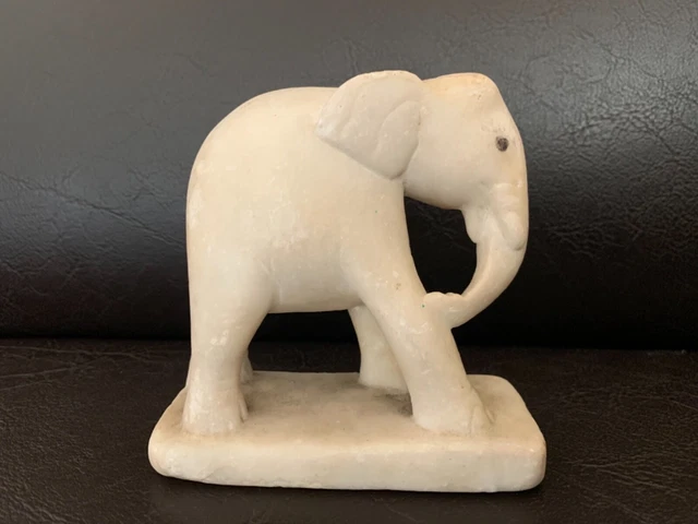 Antique Burmese 19th Century Mandalay style elephant marble sculpture 6