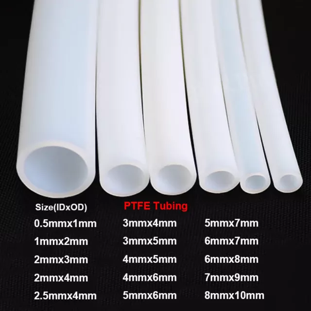 Milky White PTFE Tube Tubing Pipe Hose 600V High Temp 260℃ ID 0.5~8mm OD 1~10mm