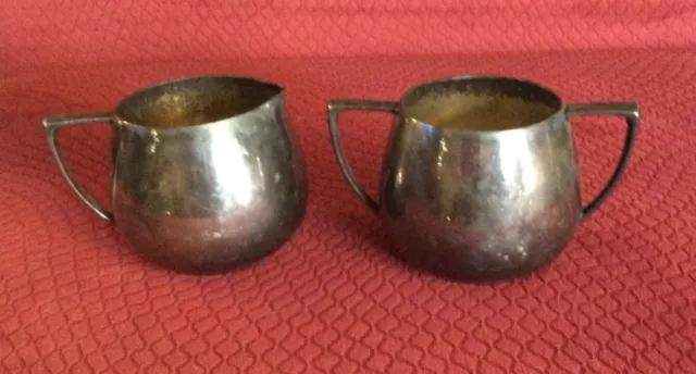 Vintage Empire Crafts Quadruple Silver Plated Sugar Bowl & Creamer Trinket Cup