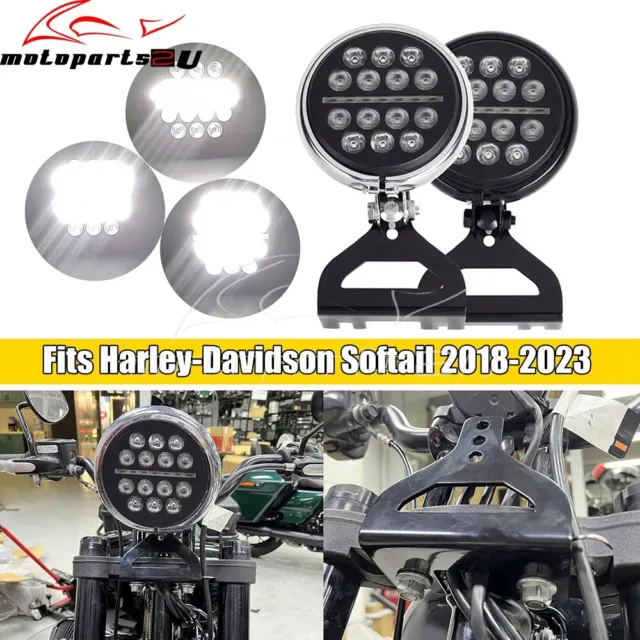 5.75" LED 5600 Lumens Headlight w/Risers Mount Bracket For Club Style Harley 18+