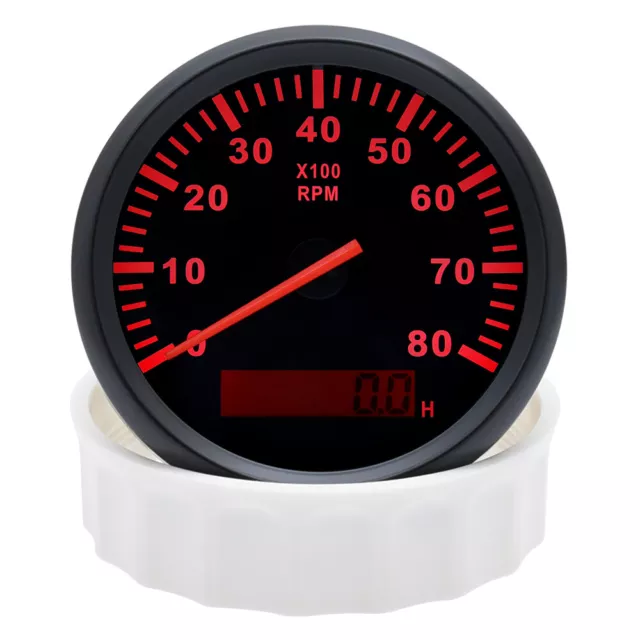 85mm Tachometer Tacho Meter Gauge with LCD Hourmeter 0-8000RPM For Car Boat 3