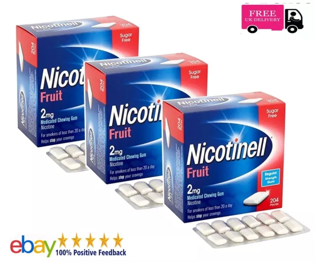 Nicotinell Gum Fruit 2mg De 204 Pièces Expire - Fév 2026 ((Paquet 3))