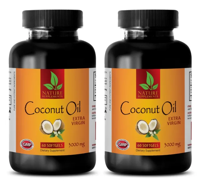 Weight Loss - Coconut Oil Pills Extra Virgin 3000mg - Slimmer - 2 Bottles