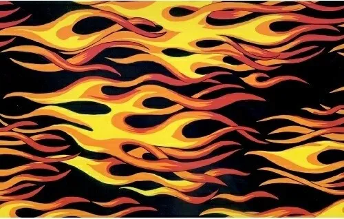 Hot Rod Flame Flames Biker Motorcycles Fleece Fabric Print by the Yard A227.05